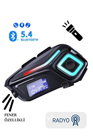 FM Radyolu Fener Işık Özellikli Kask Kulaklık Su Geçirmez Bluetooth 5.4 Motosiklet Kask Kulaklığı