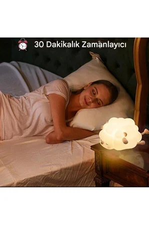 Koyun Figürlü Silikon RGB Dokunmatik Renk Değiştirebilen Gece Lambası USB Şarjlı Loş Işık
