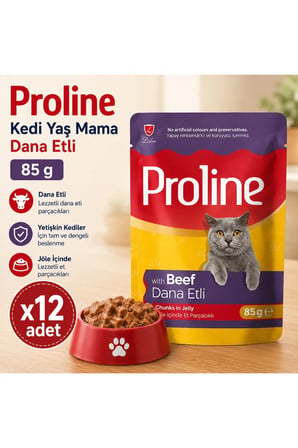 Proline Kedi Yaş Mama Dana Etli 85 g x12 Adet