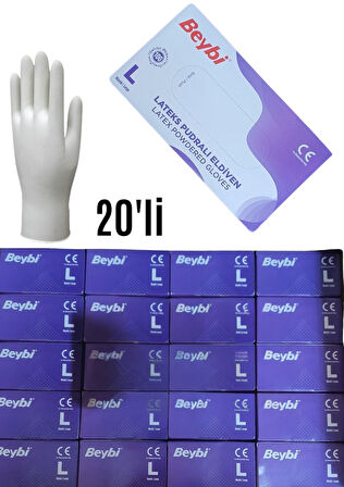 Lateks Pudralı Eldiven 100'lük 20 Kutu 1 Koli S