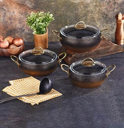 Lavonni 6 Parça Granit Tencere Seti  ( 18 CM -20 CM -22 CM)