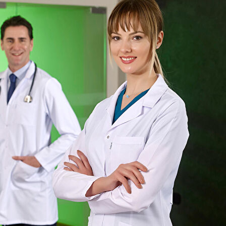 Kadın Klasik Yaka Doktor Önlüğü Hemşire Eczacı Öğretmen Labaratuvar Alpaka Kumaş