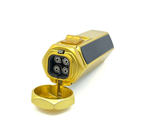 Parmida Hexagon Dört Torch Puro Çakmağı - Altın Renk/Siyah
