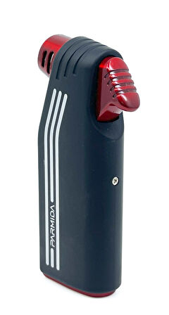 Parmida Tek Torch Jet Alev Pipo Çakmağı Dahili Pipo Kaşığı - Kırmızı/Siyah