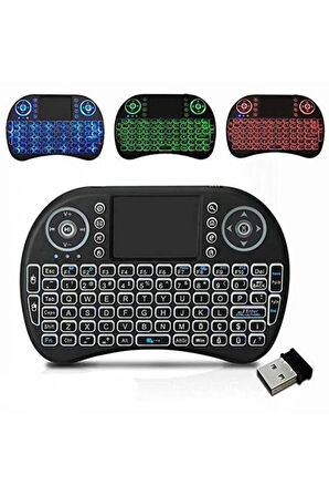Işıklı Kablosuz Mini Klavye Tv Televizyon Ps3 ps4 ps5 Uyumlu Dokunmatik Mouse