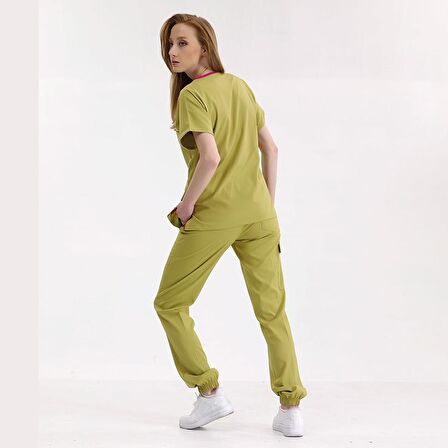 Jogger Lüks Kaliteli Likralı Doktor Hemşire Forması Scrubs Antep Fıstığı