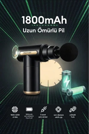Masaj Aleti Kas Masaj Tabancası Type C Şarjlı Masaj Aleti 4 Farklı Masaj Başlığı Darbeli Titreşimli