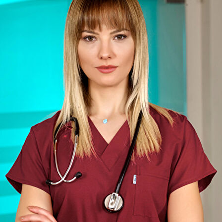 Bordo Doktor Hemşire Forması Medikal Forma Cerrahi Takım İnce Kumaş