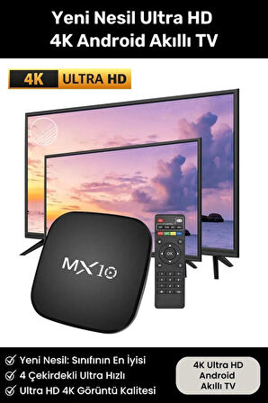 4K Ultra HD Yeni Nesil Android Akıllı TV Box Telefon Ekran Yansıtma özellkli Smart Tv Medya Oynatıcı