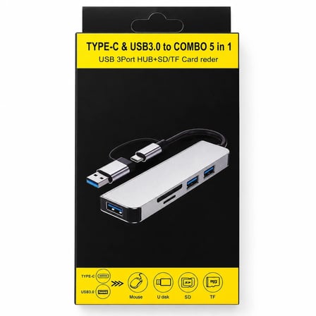 Bezos 5in1 USB 3.0 Type-C 3 Port Hub SD/TF Kart Okuyucu PRO