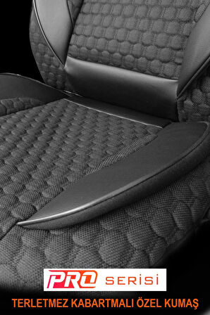Mitsubishi Prenses UYUMLU TAM SET PRO Lüks Oto Koltuk Kılıfı Deri ve Kabartmalı ÖZEL KUMAŞ SİYAH