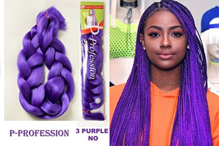 Sentetik Örgülük Saç,Afrika Örgüsü,Twist Örgü,Rasta saçı 3 PURPLE