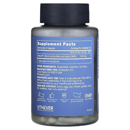 ProHealth Longevity NMN Nicotinamide Mononucleotide Pro Brain & Cognitive 1000 mg 60 Caps