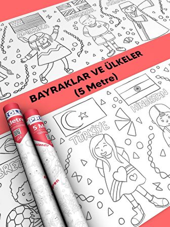 Ülkeler ve Bayrakları Boyama Kağıdı