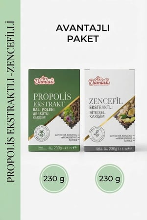 Arı Damlası 2'li Macun Setleri  Propolis Ekstraktlı-Zencefil İçerikli Macun