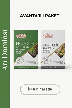 Arı Damlası 2'li Macun Setleri  Propolis Ekstraktlı-Zencefil İçerikli Macun