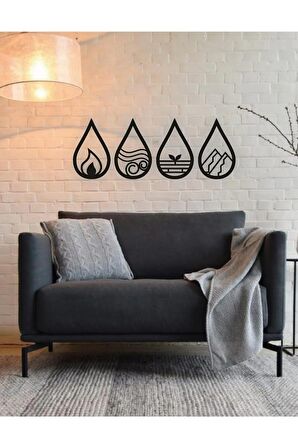 Damla 4 Element Ahşap Duvar Dekoru