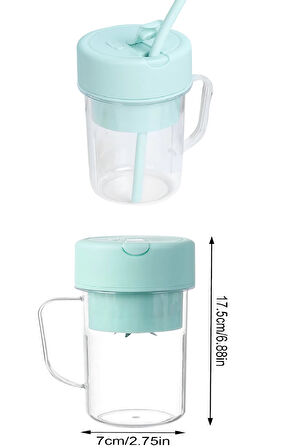 Şarjlı Taşınabilir Pipetli Bardak Blender 420 ML Smoothie Milkshake Meyve Karıştırıcı Mikser