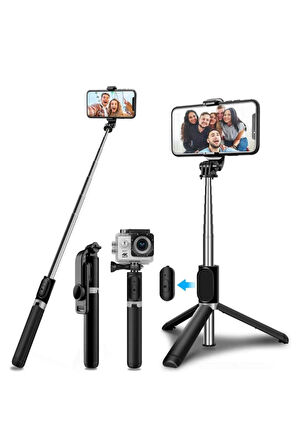 Selfie Stick 360 Derece Bluetooth Kumandalı Selfie Çubuğu Tripod Q02