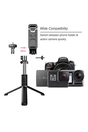 Selfie Stick 360 Derece Bluetooth Kumandalı Selfie Çubuğu Tripod Q02