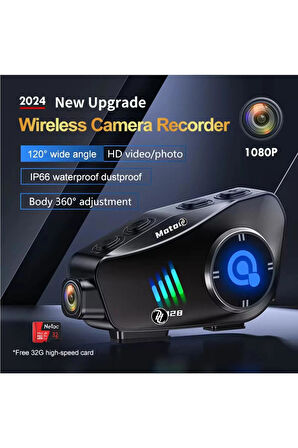 1080P Kamera Kayıt Özellikli Motosiklet Kask Kulaklık Q-28P 32Gb Hafıza Kartı Hediyeli Wireless APP