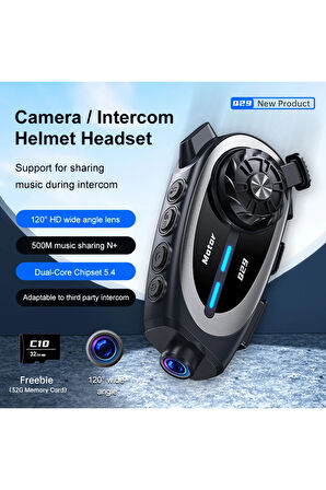 Q29 Motosiklet Kask İletişim Sistemi + Bluetooth Kulaklık + 1080P HD Kamera