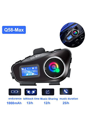 Q58 Max Dijitool Kablosuz Motosiklet Kaskı İnterkom Çift Sürücü İletişimi 500m Stereo Mp3 FM Radyo