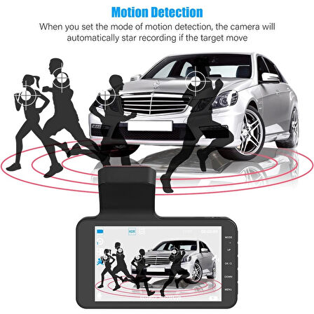 Çift Kameralı Araç Kamerası - Full HD 1080p, 4.0 Geniş Ekranlı Dash Cam