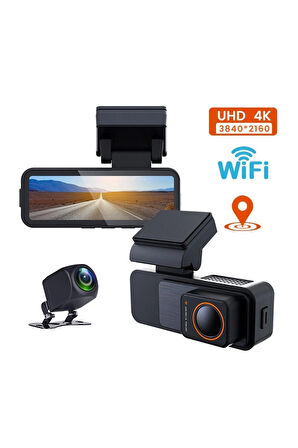 Ultra HD 4K Çift Kameralı Araç İçi Kayıt Cihazı -Wi-Fi Uygulama Destekli
