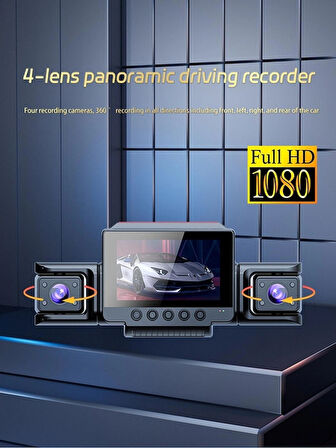 Full Hd 1080P 4 Lensli Araç İçi Kamera WDR 4 Kamera Ayarlanabilir Açı