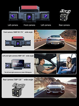 Full Hd 1080P 4 Lensli Araç İçi Kamera WDR 4 Kamera Ayarlanabilir Açı
