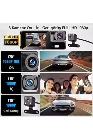 Full HD Kameralı Profesyonel Araç İçi Kamera - Geniş ve Yüksek Çözünürlüklü Dokunmatik Ekran