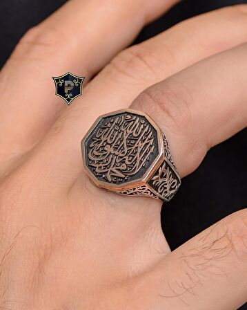 Allah'tan Başka Ilah Yoktur Muhammed Allah'ın Resulüdür Yazılı Gümüş Erkek Yüzüğü