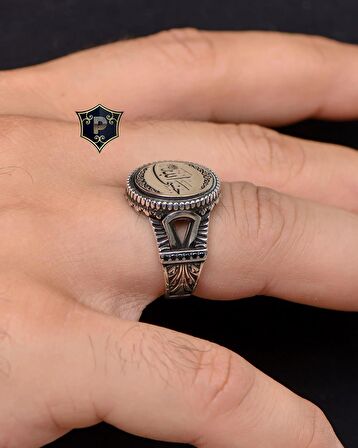 Hasbiyallah Allah Bana Yeter Arapça Yazlı 925 Ayar Gümüş Erkek Yüzüğü