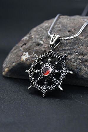 Gemi Dümeni Kolye 925 Ayar Erkek Gümüş Kolye Zincir