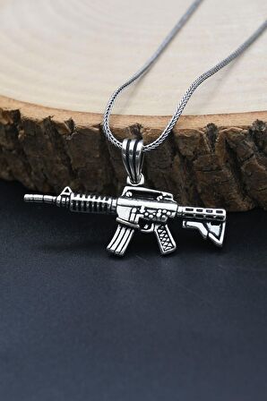 Silah Modelı 925 Ayar Erkek Gümüş Kolye Zincir