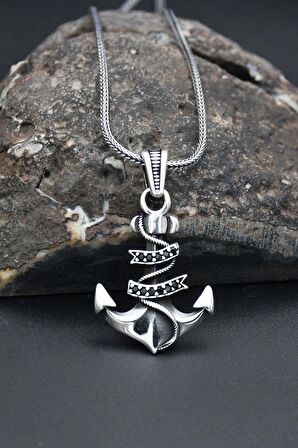 Çapa Modelı 925 Ayar Erkek Gümüş Kolye Zincir