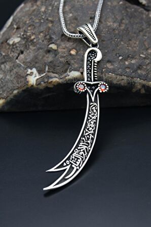 Zülfikar Kılıç Figürlü 925 Ayar Erkek Gümüş Kolye Zincir