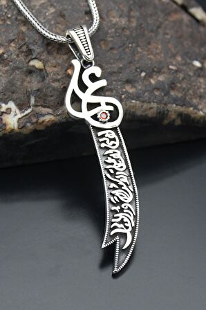 Zülfikar Kılıç Figürlü 925 Ayar Erkek Gümüş Kolye Zincir