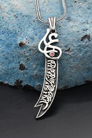 Zülfikar Kılıç Figürlü 925 Ayar Erkek Gümüş Kolye Zincir