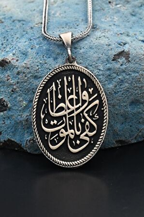 Nasihatçi Olarak Ölüm Yeter Arapça Yazlı 925 Ayar Gümüş Kolye Zincir