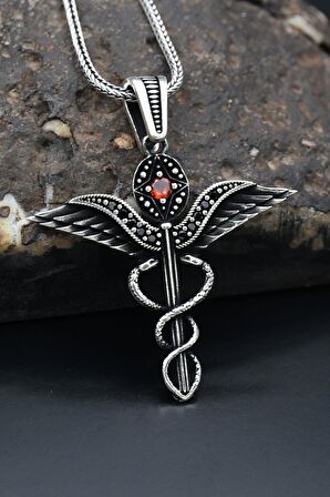 Tıp Simgeli Sağlıkçı  925 Ayar Gümüş Kolye Zincir 