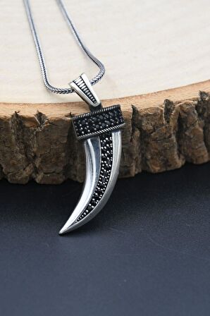 Fil Dişi 925 Ayar Erkek Gümüş Kolye Zincir