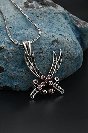 Hz. Ali Zülfikar Kılıcı Gümüş Kolye Zincir 925 Ayar