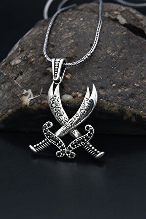 Hz. Ali Zülfikar Kılıcı Gümüş Kolye Zincir 925 Ayar