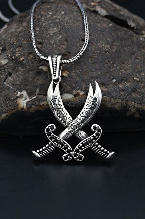 Hz. Ali Zülfikar Kılıcı Gümüş Kolye Zincir 925 Ayar