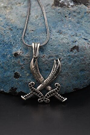 Hz. Ali Zülfikar Kılıcı Gümüş Kolye Zincir 925 Ayar