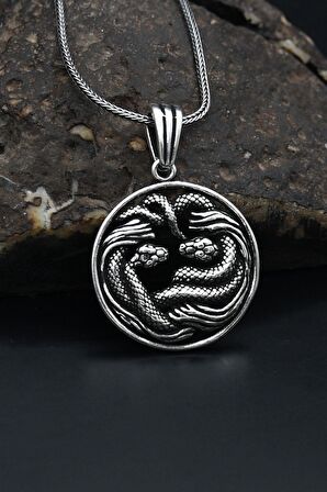 Yılan Figürlü Gümüş Kolye Zincir 925 Ayar