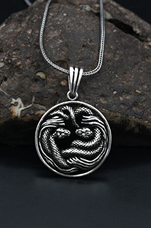 Yılan Figürlü Gümüş Kolye Zincir 925 Ayar