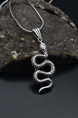 Yılan Figürlü Gümüş Kolye Zincir 925 Ayar